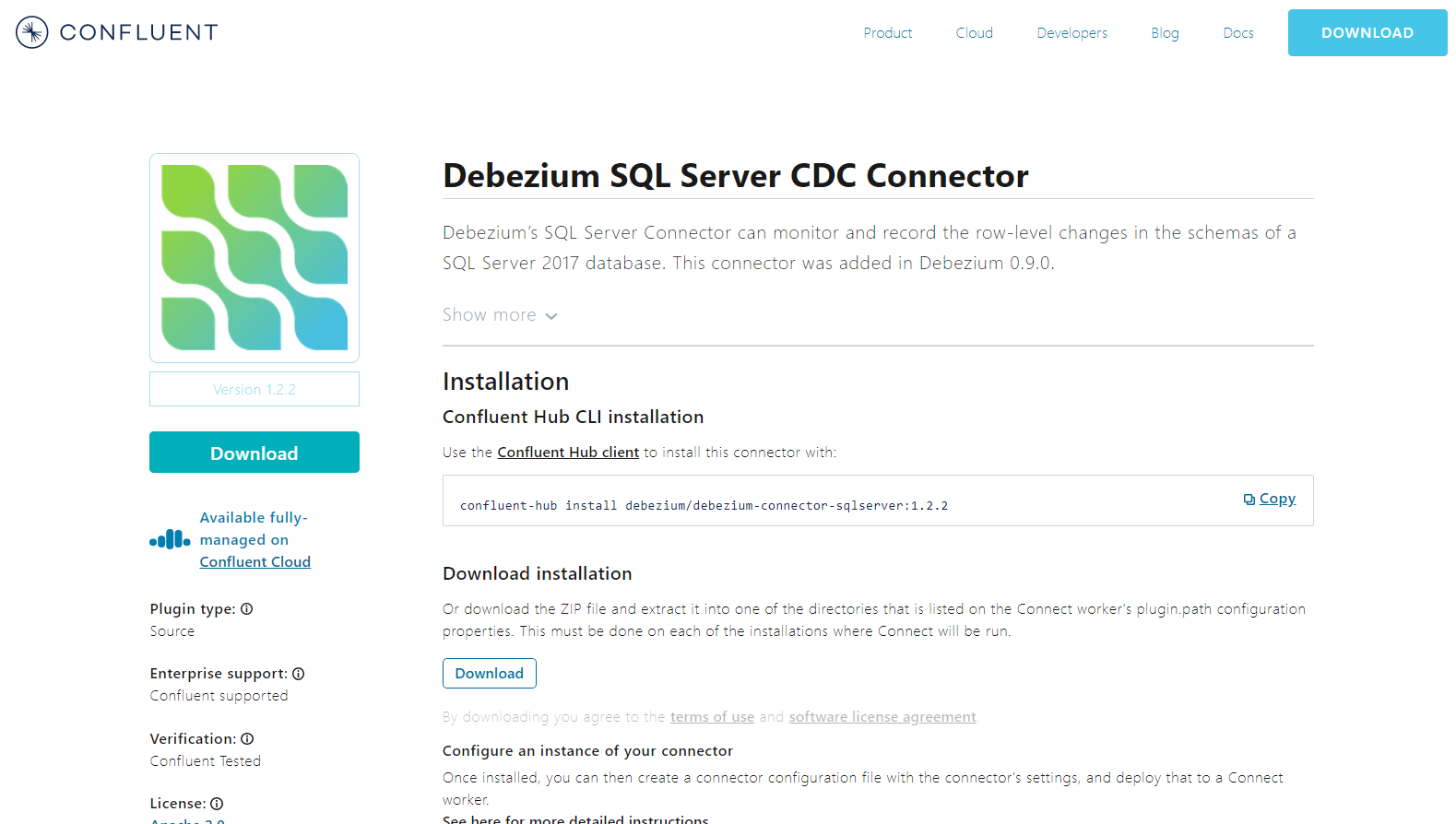 Installing the Debezium SQL Server Connector.